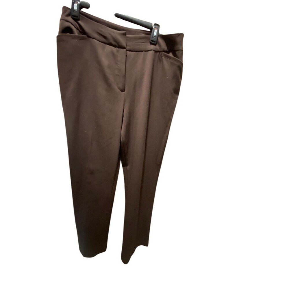 Investments Dress Pants Womens XL Brown Pull-On Straight Leg Stretch Pockets